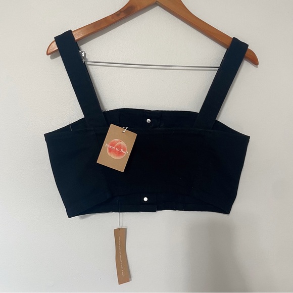 NWT Reformation • chrissy denim front crop top black sz 8 - Picture 8 of 9